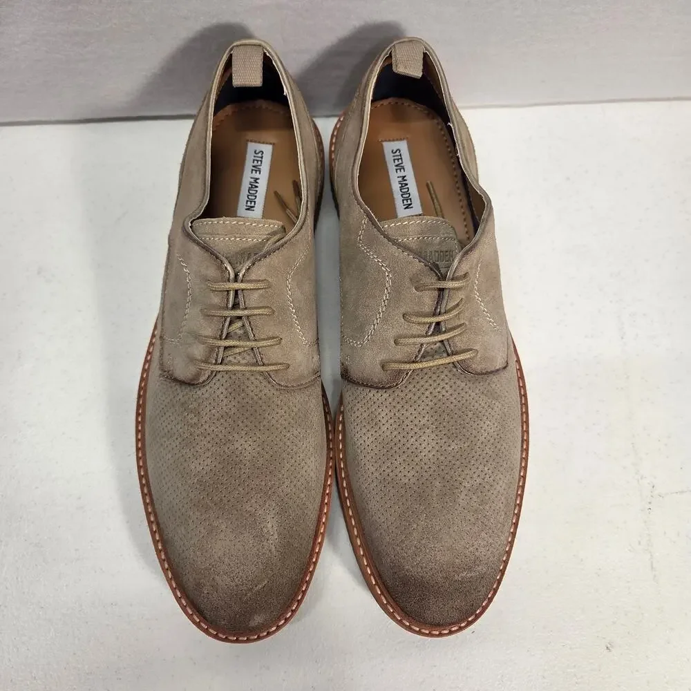 Steve Madden Voyagee Suede Oxford Shoes Beige Lace Up Mens Size 13D Casual NWOT
